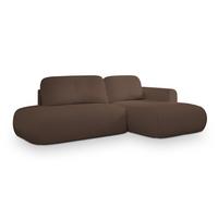 ECKSOFA NUVIRA R-S Braun Boucle-Stoff mit Schlaffunktion - Braun, Holz (279/158cm) - MASSENO