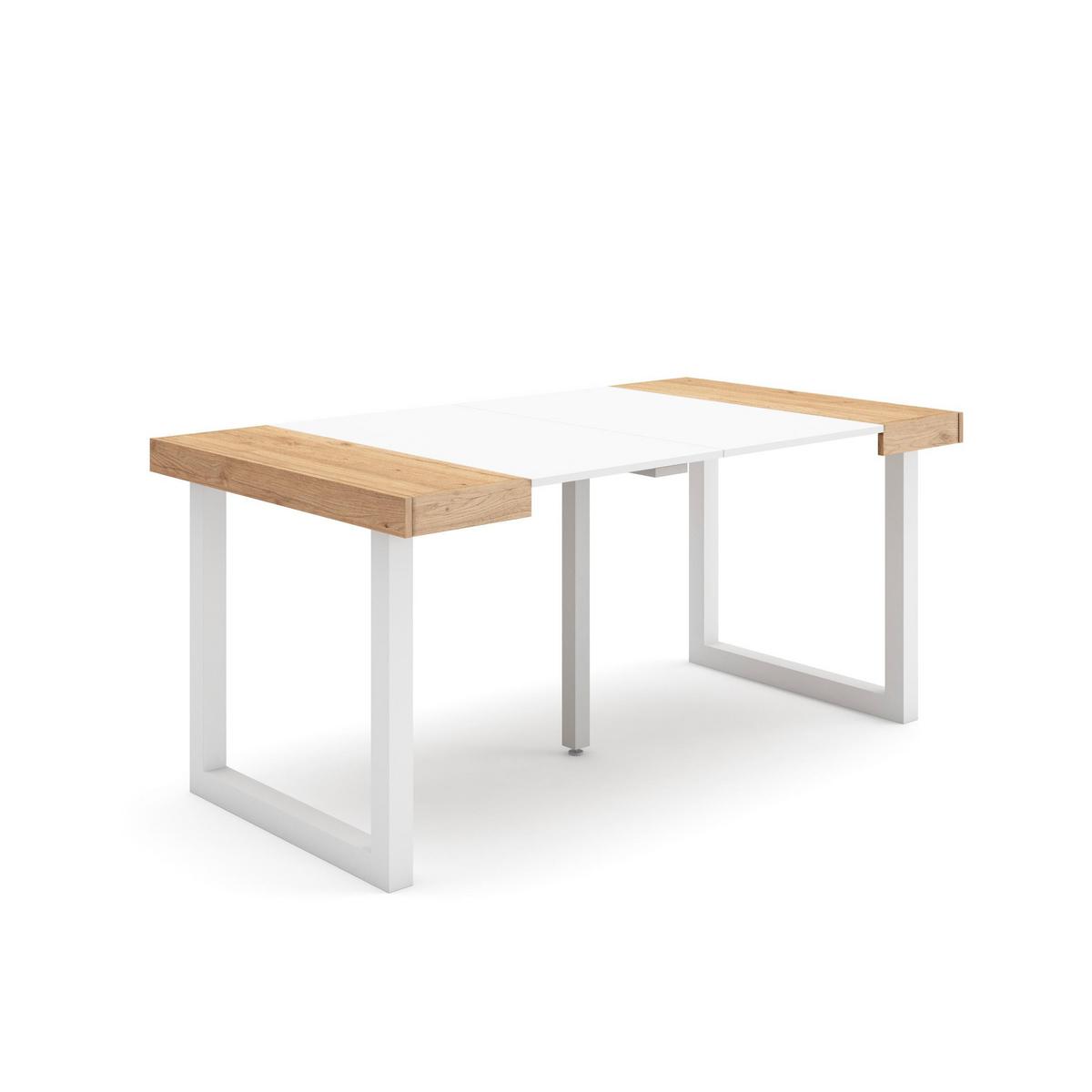 KONSOLENTISCH ausziehbar 58 bis 160cm, für 8 Gäste, eiche weiß, 90/58/73cm - Eichefarben/Weiß, Holzwerkstoff (90/160/73cm) - Skraut Home