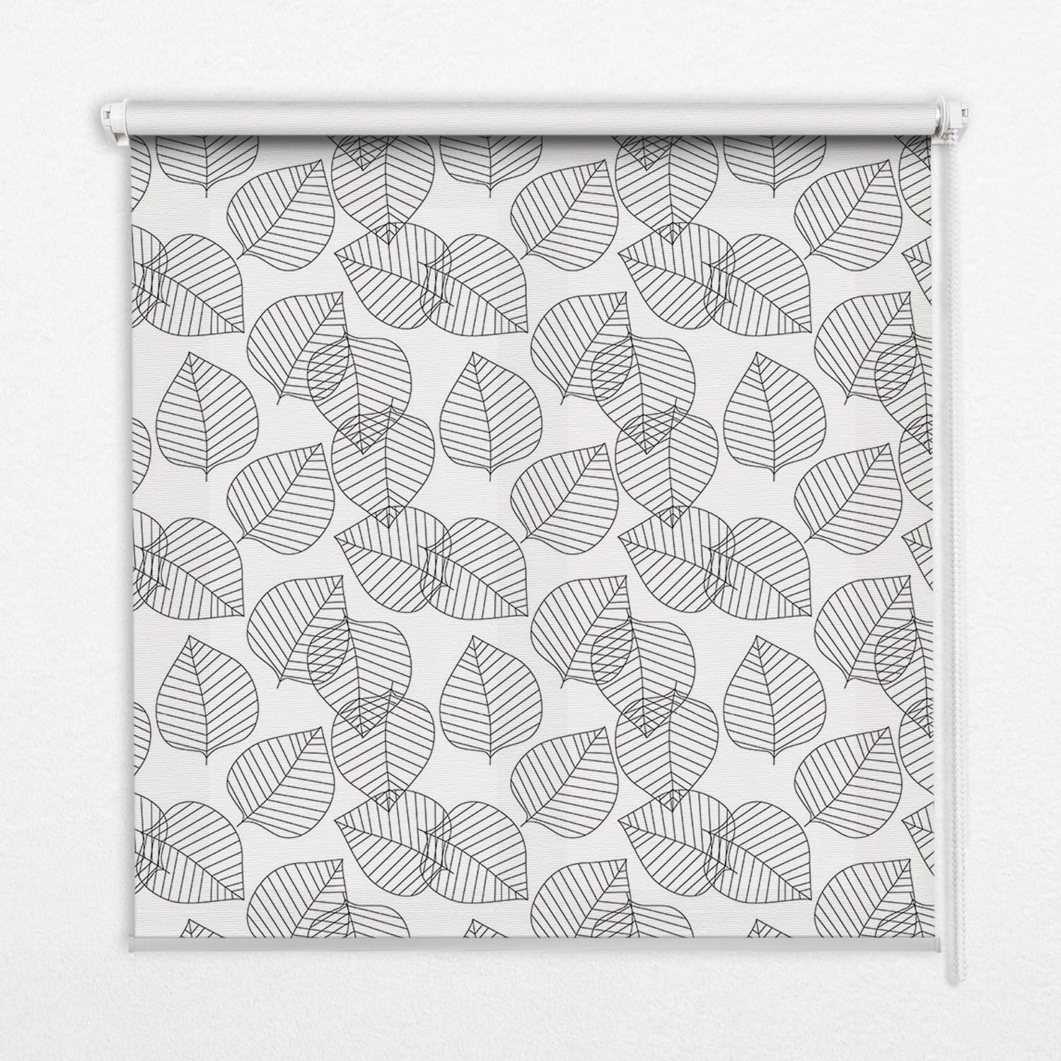 INNENROLLO - Fensterrollo - Rollo - 80x140 cm - Gezeichnete Blätter - Grau, Kunststoff (80/140/0.5cm) - TULUP