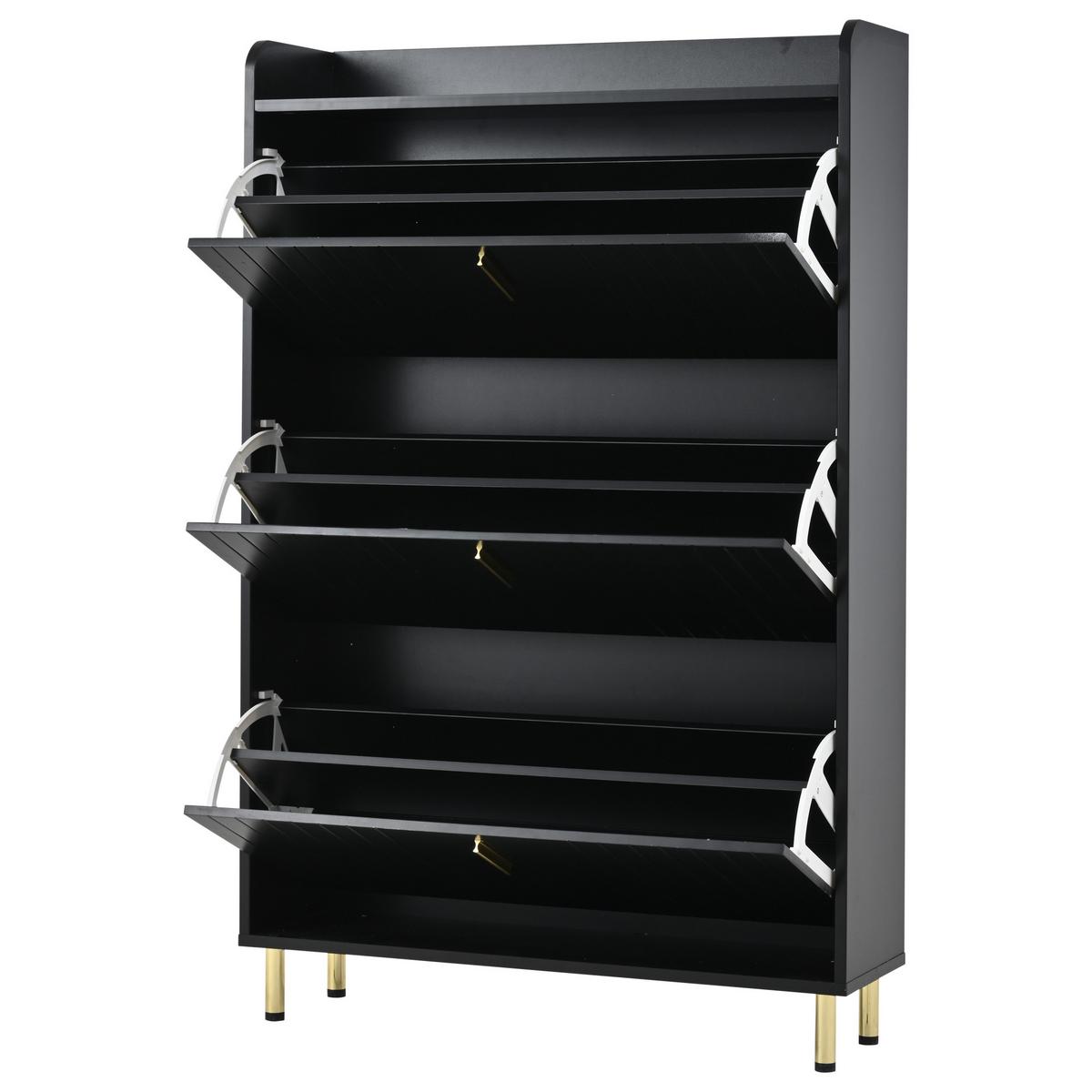 SCHUHSCHRANK schwarz schmal klappfächer - Schwarz, Holzwerkstoff (80/123.5/23.5cm) - Urban Meuble