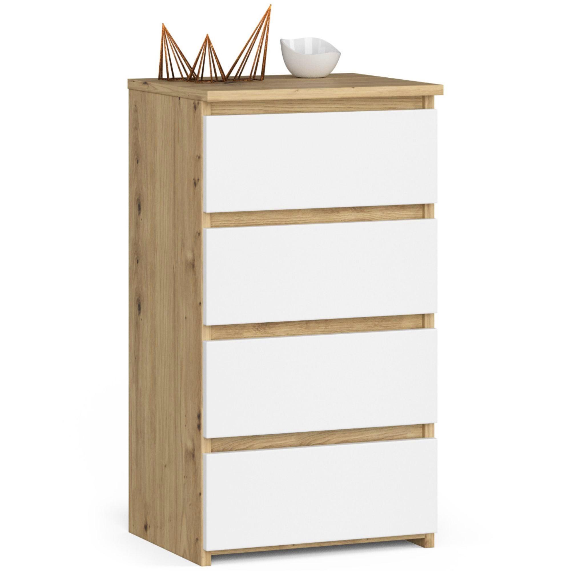 KOMMODE Eiche Artisan, Weiß 74/40/35 - Eiche Artisan/Weiß, Holzwerkstoff (40/74/35cm) - RAUMHIRSCH FURNITURE