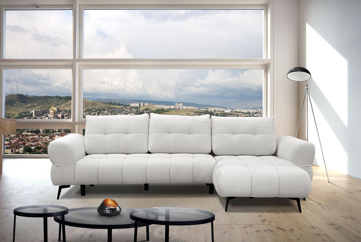 ECKSOFA SALVINI 4-Sitzer, weiß - Schwarz/Weiß, Holzwerkstoff/Textil (292/158cm) - Wozimo