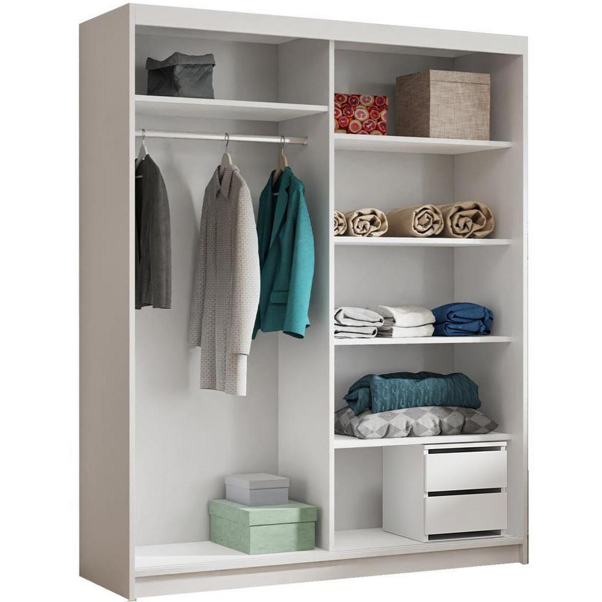 SCHWEBETÜRENSCHRANK Donatello mit 2 Türen und Schubkasteneinsatz, 160 cm, Schwarz+eiche Artisan - Schwarz/Eiche Artisan, Holzwerkstoff (160/205/60cm) - Beautysofa