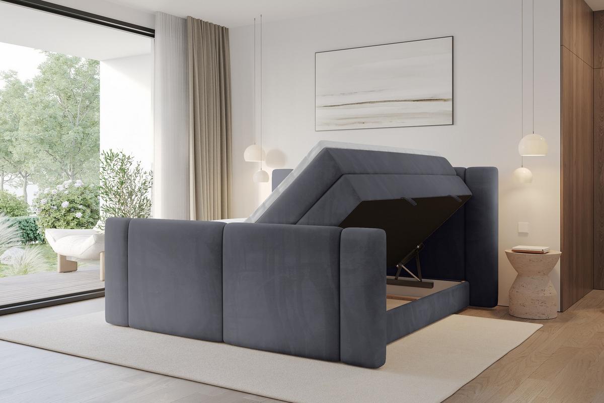 BOXSPRINGBETT mit Matratze H3/H4 - EVON KING Zanozek - 180x200 cm Dunkelgrau - Dunkelgrau, Holzwerkstoff (180/200cm) - ALTDECOR