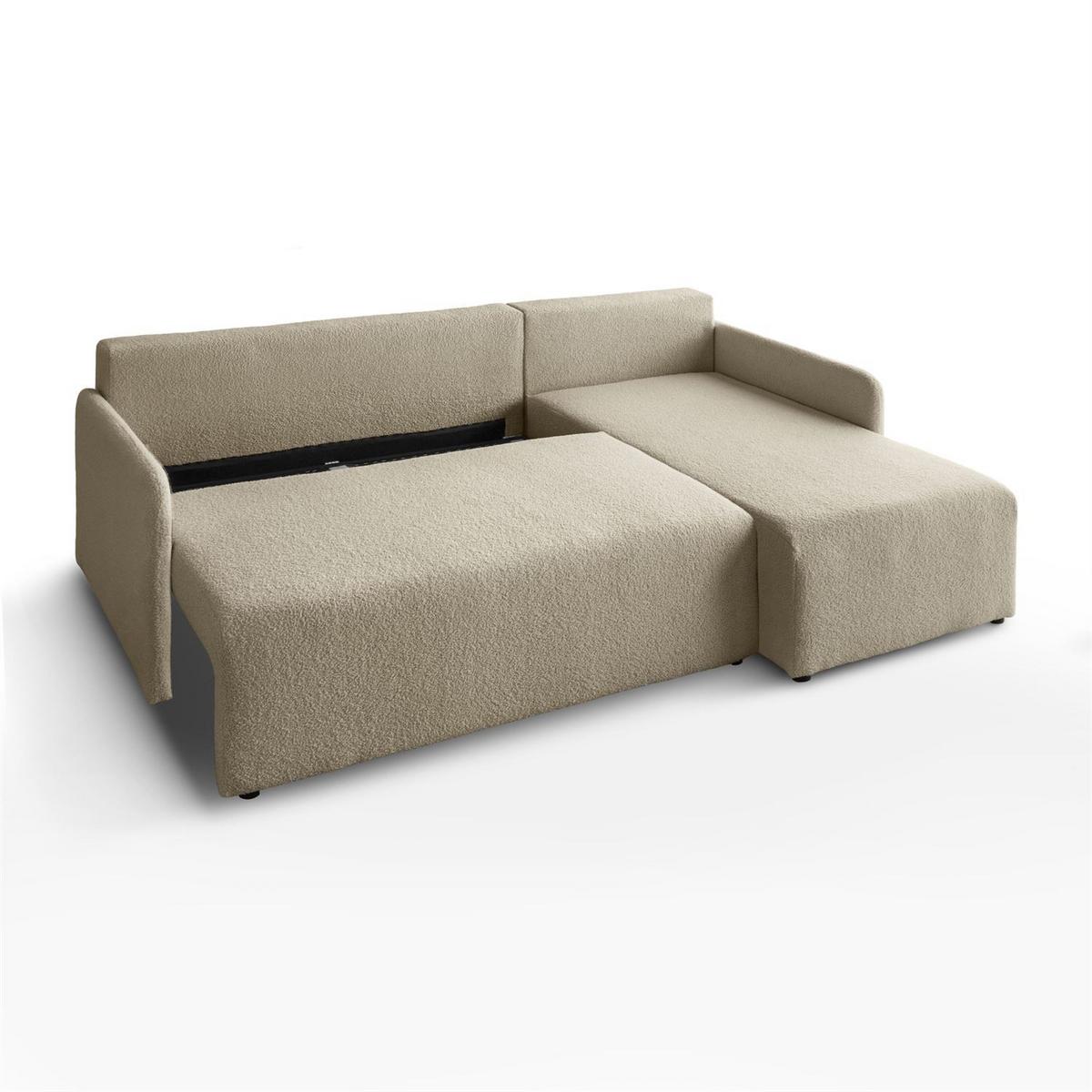 ECKSOFA CUDDLE mit Schlaffunktion und Bettkasten, Quelle 16 - Ecru, Textil (213/145cm) - Lookway