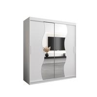 SCHWEBETÜRENSCHRANK 200/180/62 2-türig - Silberfarben/Weiß, Holz/Kunststoff (180/200/62cm) - MÖBEL KRYSPOL