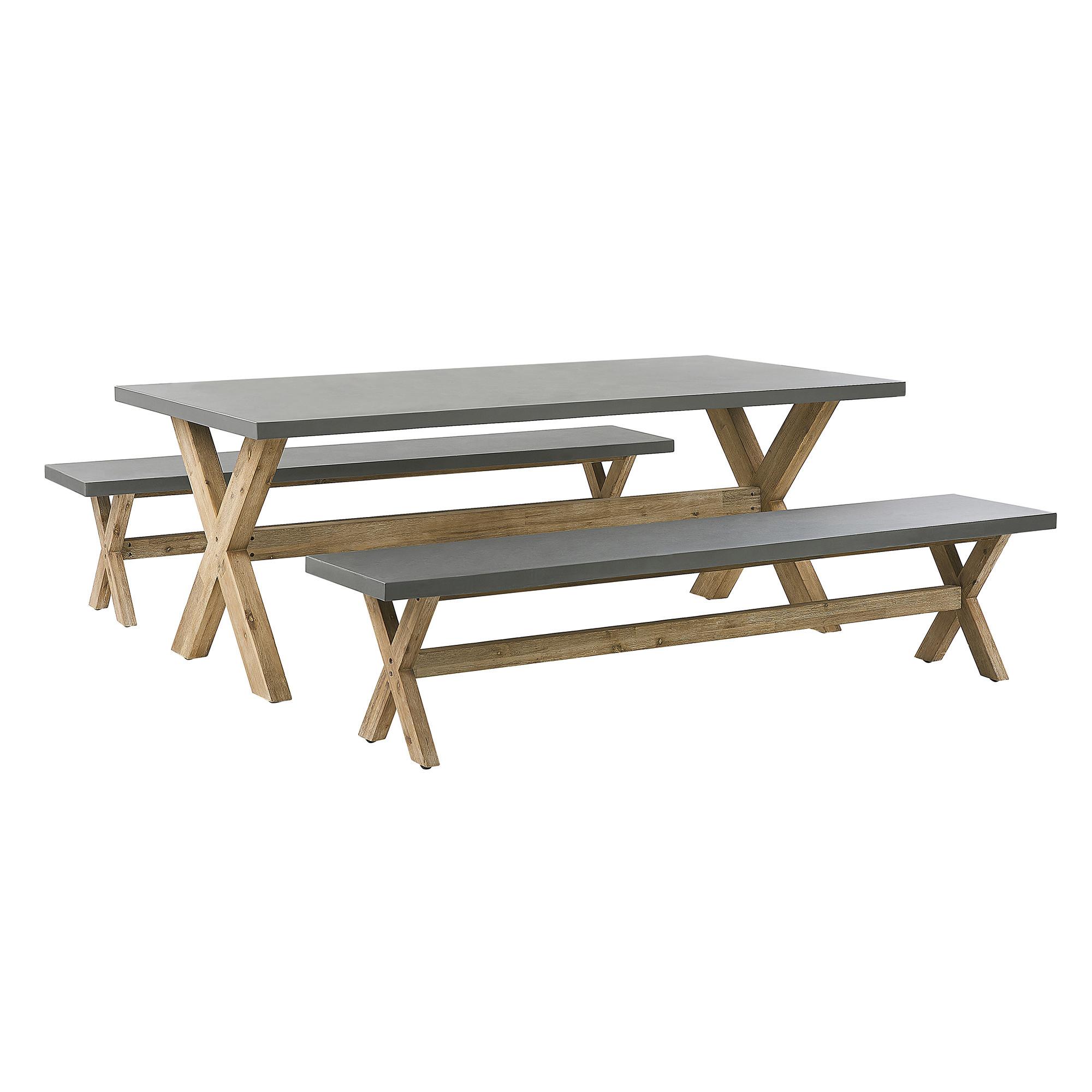 GARTENMÖBEL SET 6-Sitzer Faserzement grau 3-teilig Olbia - Hellbraun/Grau, Stein - Beliani