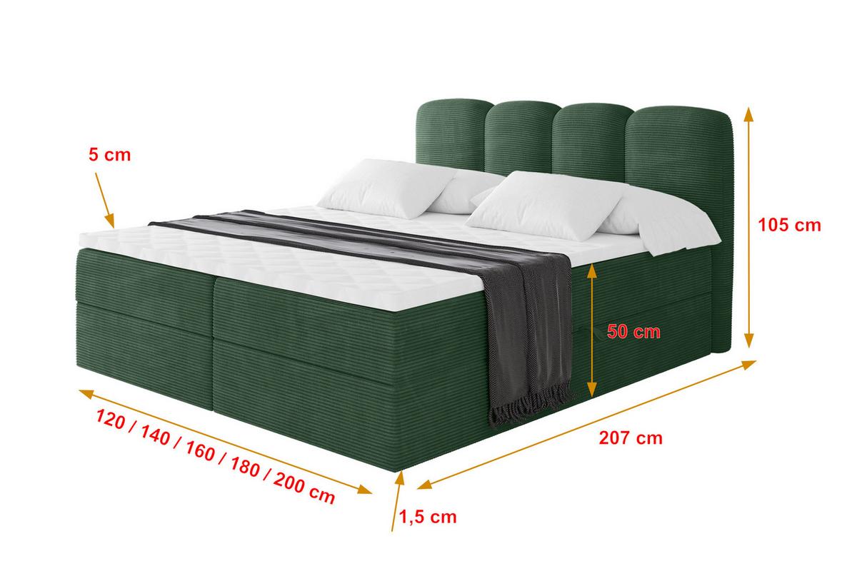 BOXBETT mit Matratze H4 - NINA - 180x200 cm Grün - Waldgrün, Holzwerkstoff (180/200cm) - ALTDECOR