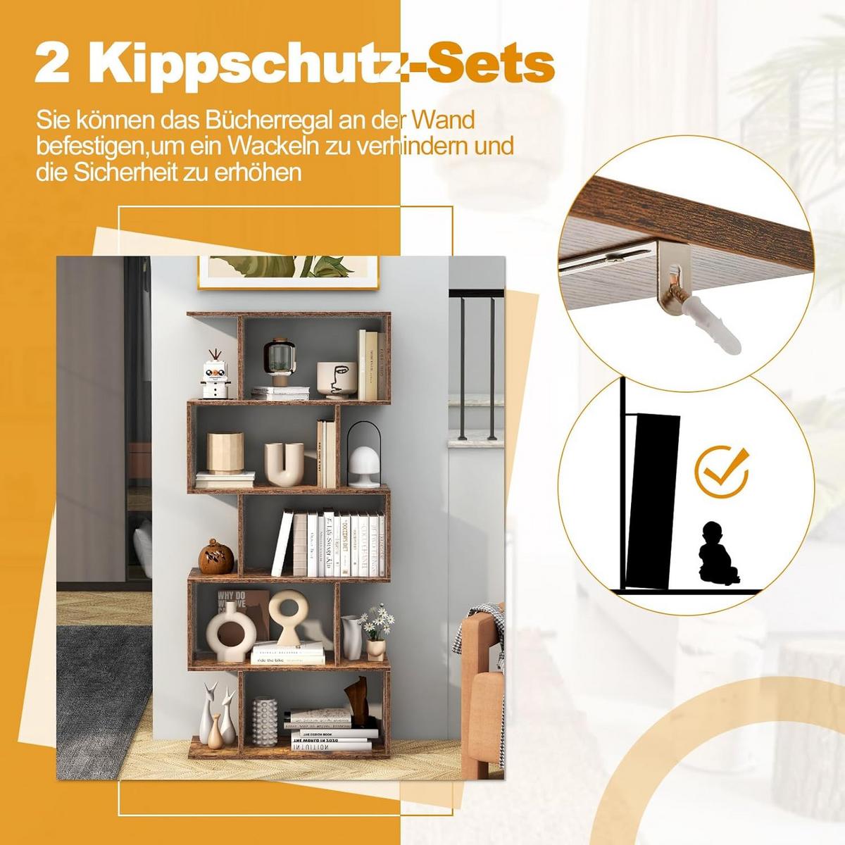 BUCHERREGAL Vintage Eiche Dekor - Alteiche, Holz (70/158/24cm) - COSTWAY