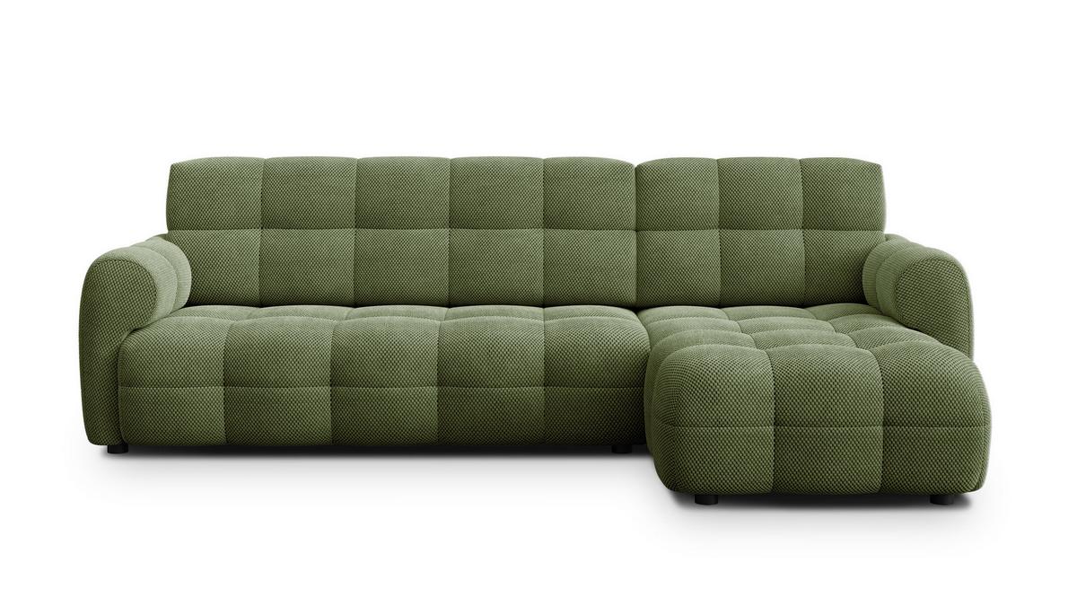 ECKSOFA MELLOW 4-Sitzer, olive - Schwarz/Grün, Holz/Textil (262/156cm) - Wozimo
