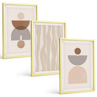 BILDER SET 3er Set - 40x60 cm Goldrahmen - Abstrakte Formen braun beige - Goldfarben, Kunststoff (40/60cm) - TULUP