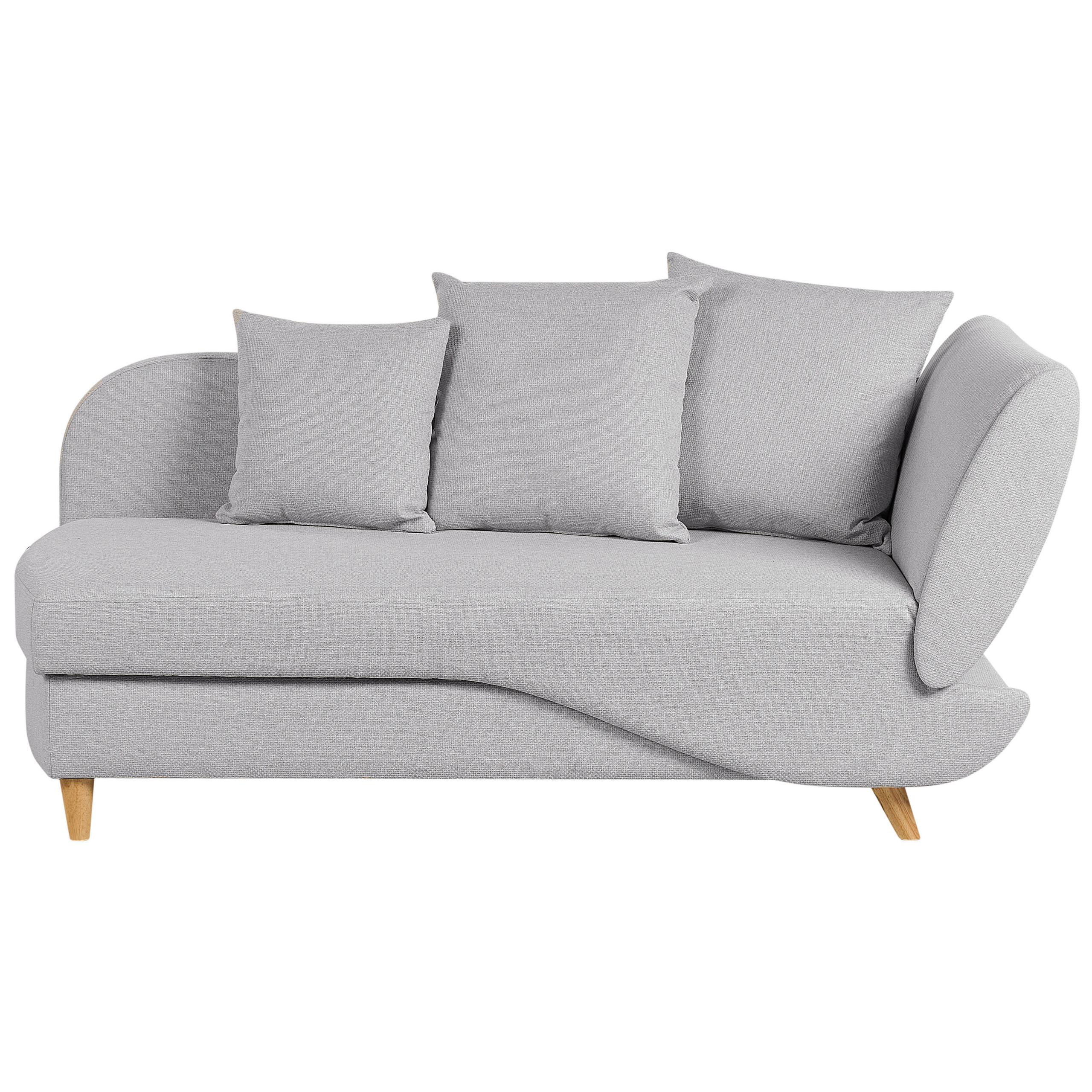 CHAISELONGUE Leinenoptik hellgrau mit Bettkasten rechtsseitig Meri - Hellbraun/Grau, Textil (156/73/69cm) - Beliani