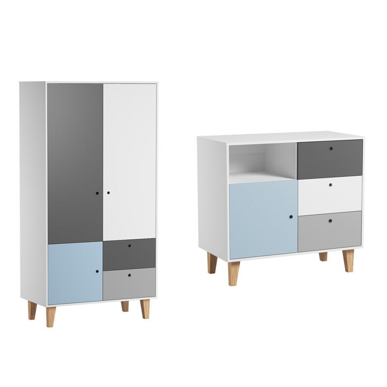 BABYZIMMER 2-teilig blau - Blau, Holzwerkstoff (103.5/96.5/55cm) - Petits-meubles