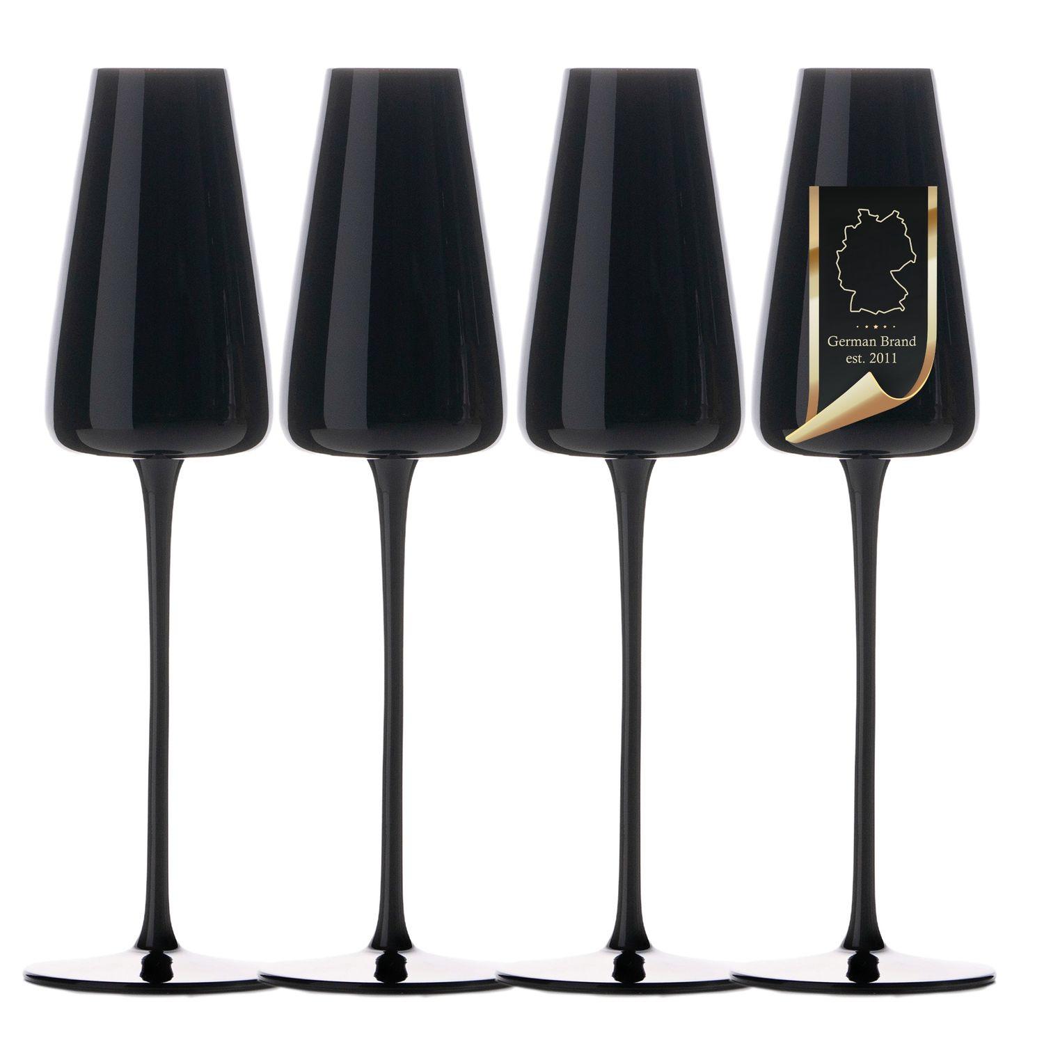 CHAMPAGNERGLÄSER 220 ml (4er-Set) - Schwarz, Glas (0.2L) - Intirilife