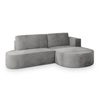 ECKSOFA CORTIO M R-S Grau Velours-Stoff mit Schlaffunktion - Grau, Holz/Kunststoff (265/174cm) - MASSENO