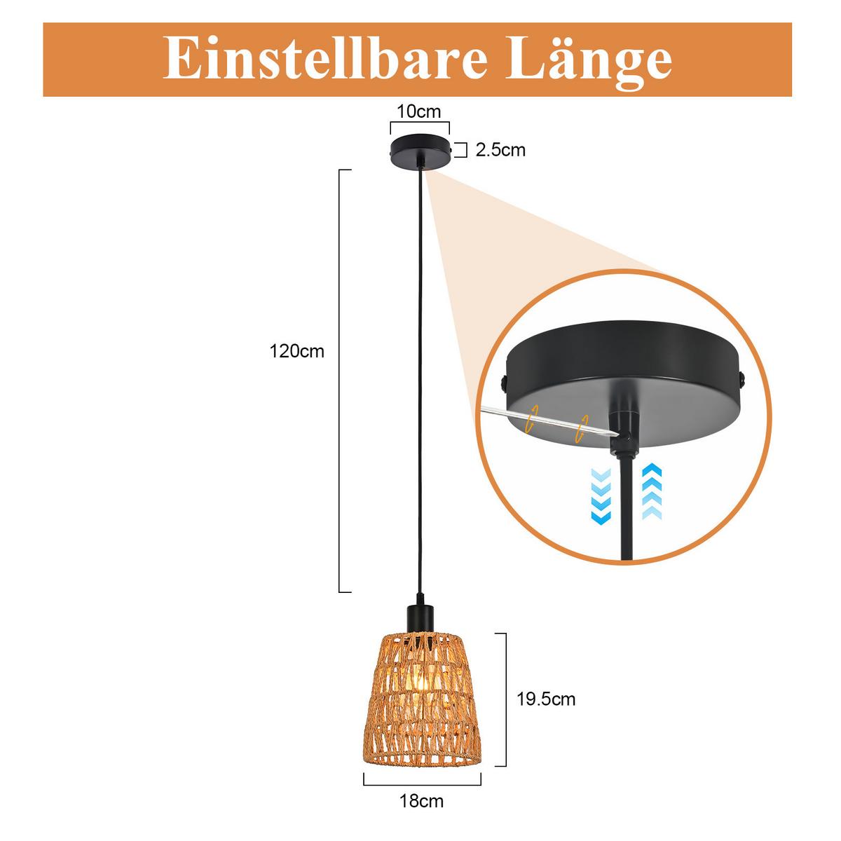 PENDELLEUCHTE Aurora 18/10/120 cm - Braun, Metall (18/10/120cm) - ZMH