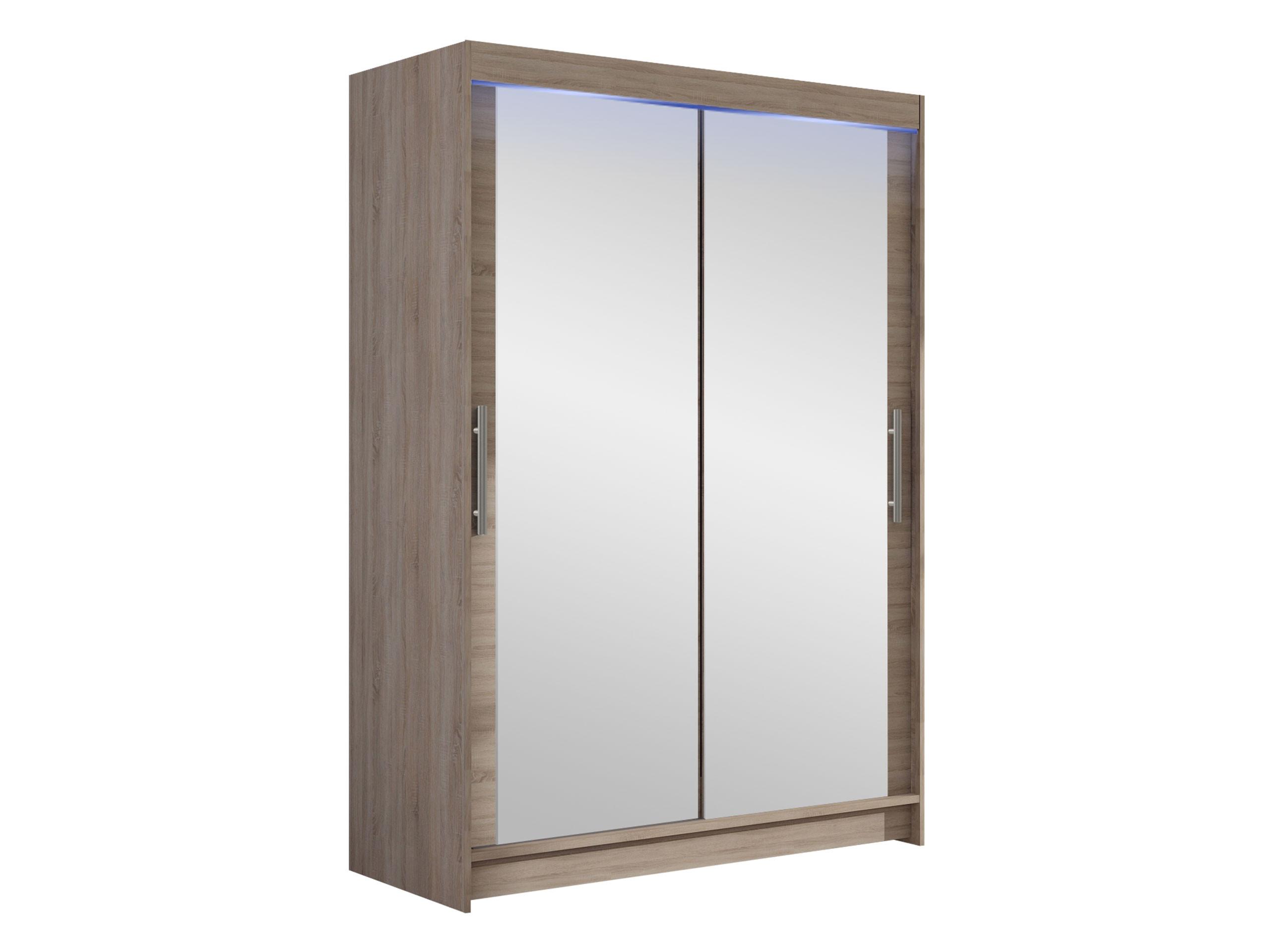 KLEIDERSCHRANK Miami VII, mit RGB LED Beleuchtung - Silberfarben/Trüffeleichefarben, Holzwerkstoff/Kunststoff (120/200/58cm) - MIRJAN24