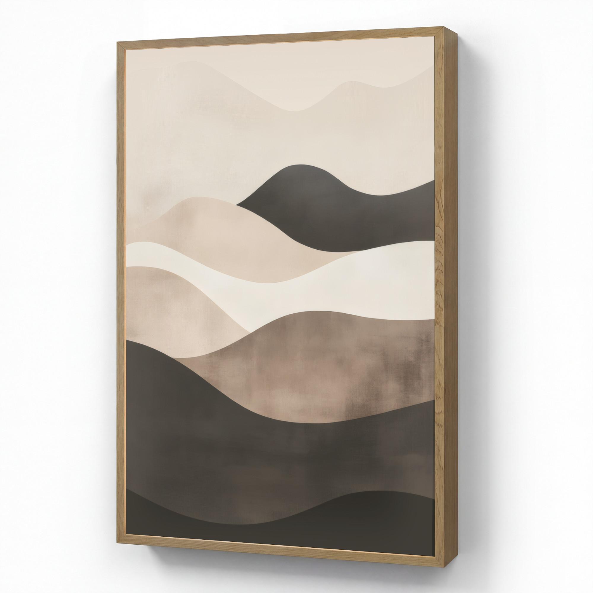 WANDLEUCHTE MIT AKKU Abstrakt - Landschaft - Wellen - Cremefarben 70x100 cm - Graubraun, Holzwerkstoff (70/100/8cm) - OnlyWow