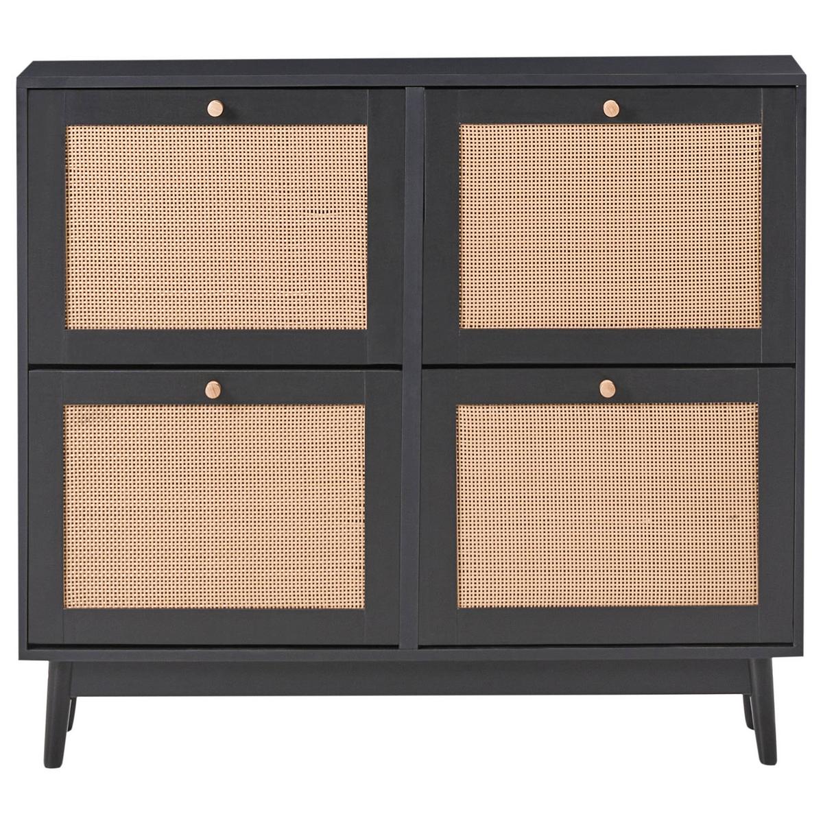 SCHUHSCHRANK Schwarz Armidale - Schwarz/Braun, Holzwerkstoff (106/94/26cm) - Beliani