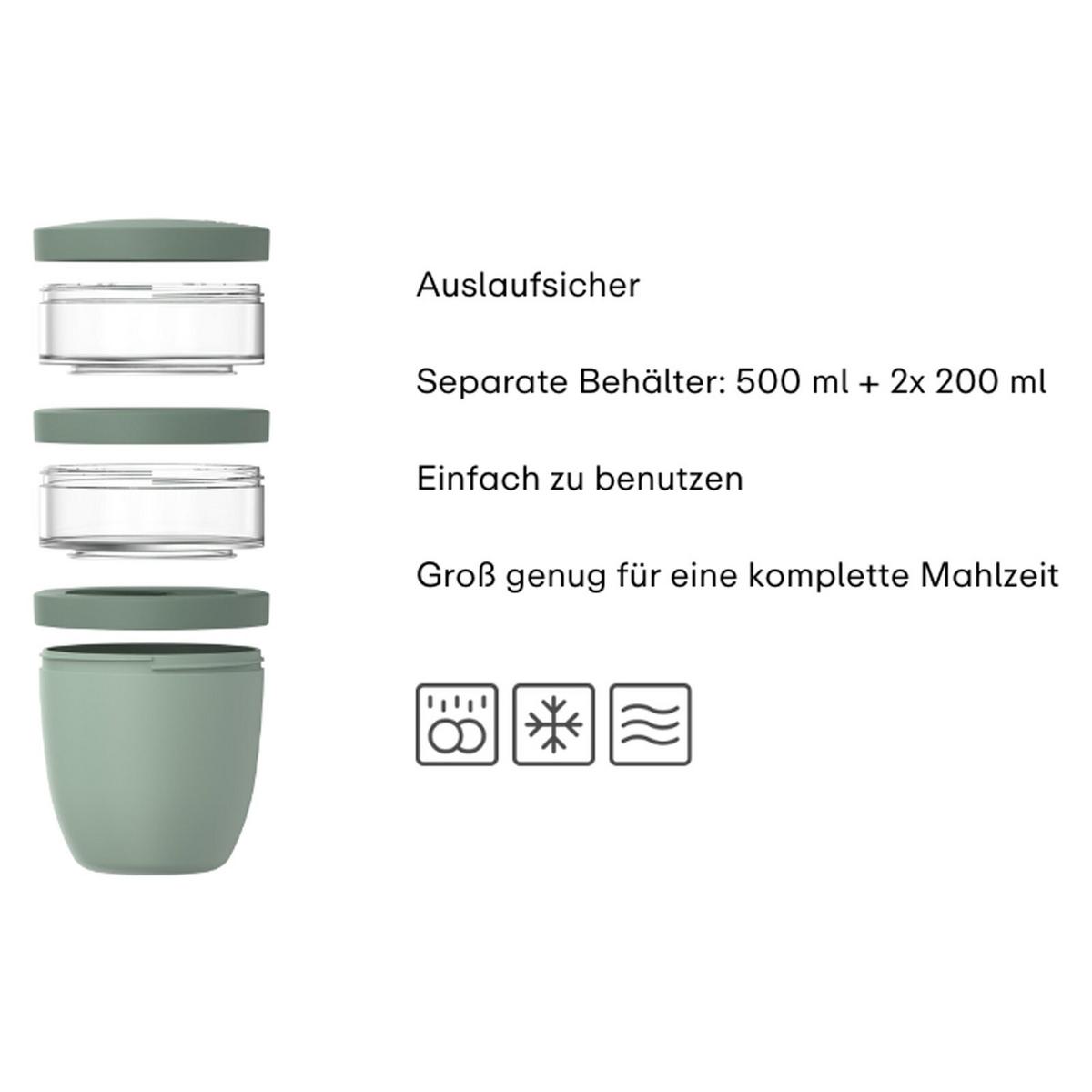 LUNCHPOT Ellipse Nordic Blue 500 ml + 2x 200 ml - Hellblau, Kunststoff (10.7/20/10.7cm) - Mepal