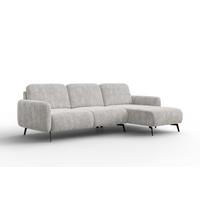ECKSOFA FEBE 4-Sitzer RECHTS, hellgrauer Chenille-Stoff - Hellgrau/Schwarz, Holz/Textil (264/157cm) - Wozimo
