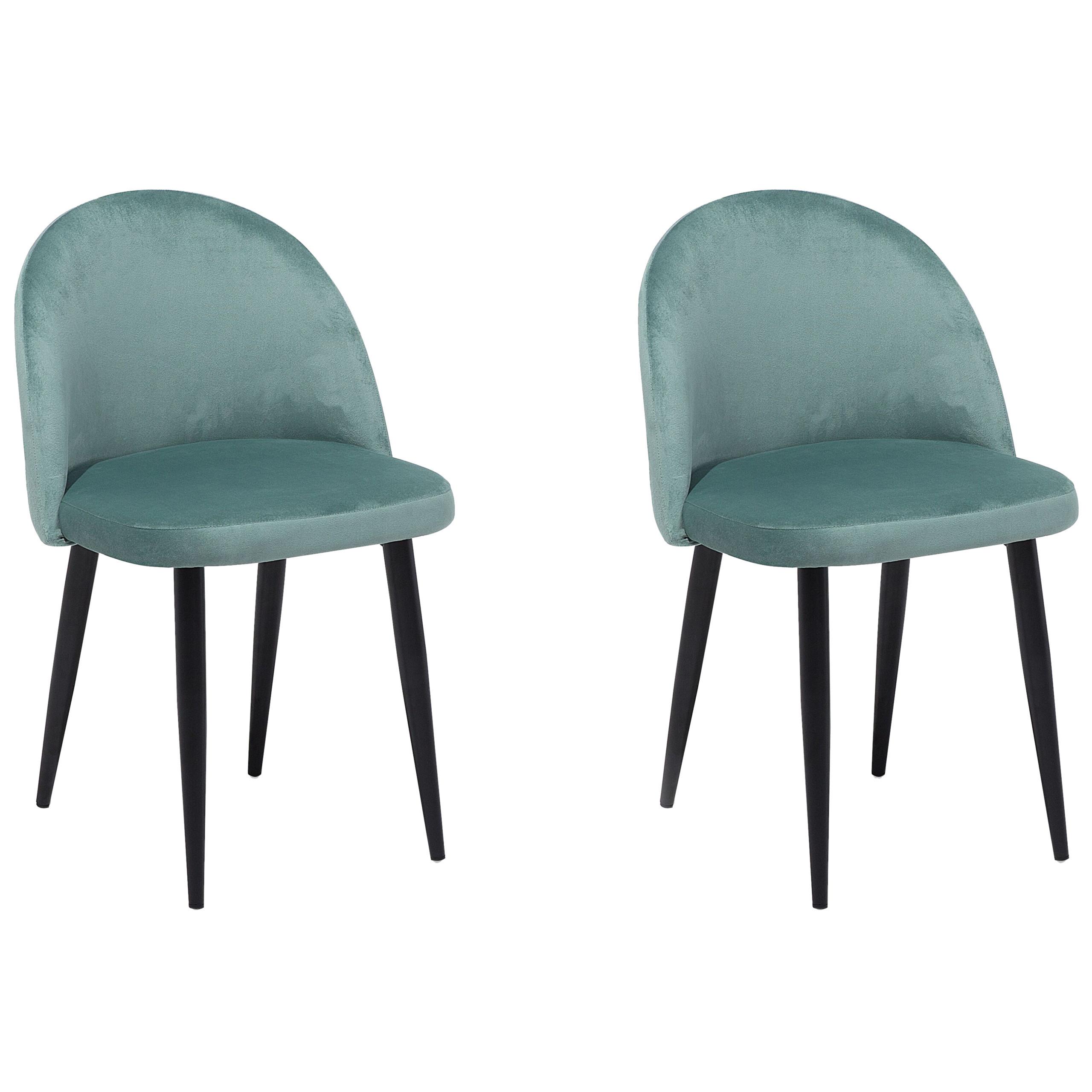 ESSZIMMERSTUHL 2er-Set Samtstoff Grün Visalia - Grün, Textil/Metall (50/81/47cm) - Beliani