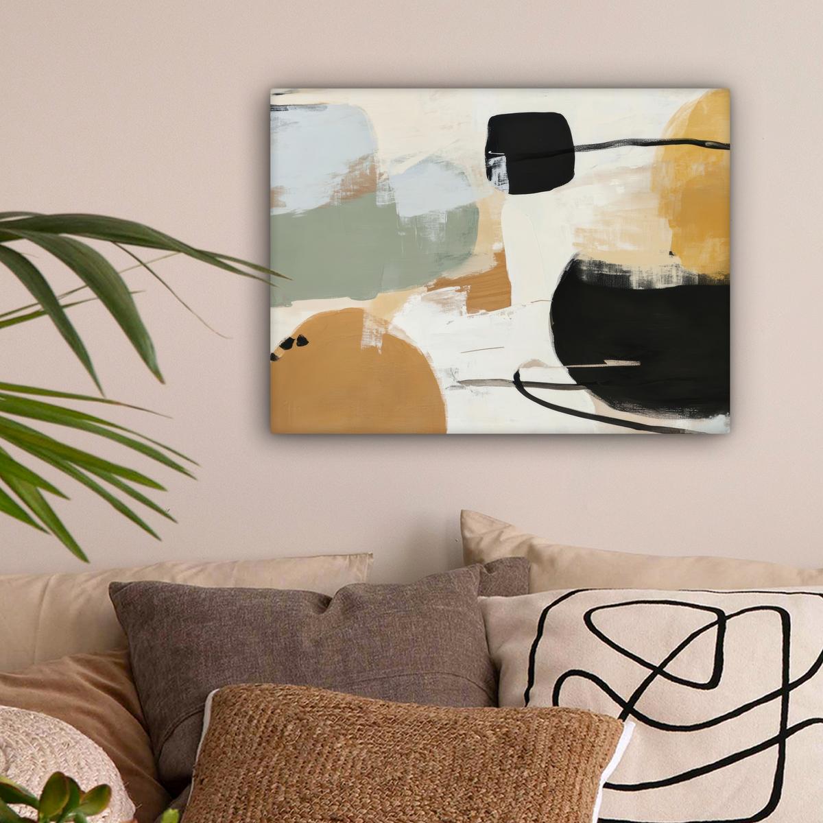 LEINWANDBILD Farbe - Abstrakt - Farben Wandbild 40x30 cm - Currygelb, Textil (40/30cm) - MuchoWow