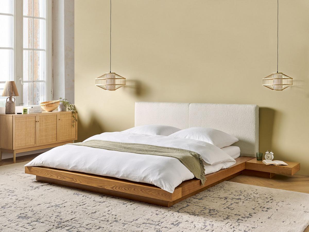 BETT mit Lattenrost 160/200 cm MDF-Platte Hellbraun Zen - Hellbraun, Holz (160/200cm) - Beliani
