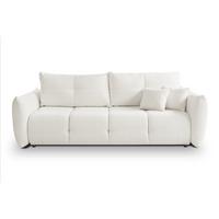 BETTSOFA MODA Creme Geflochtener Stoff mit Schlaffunktion - Creme, Holz (245/86/110cm) - MASSENO