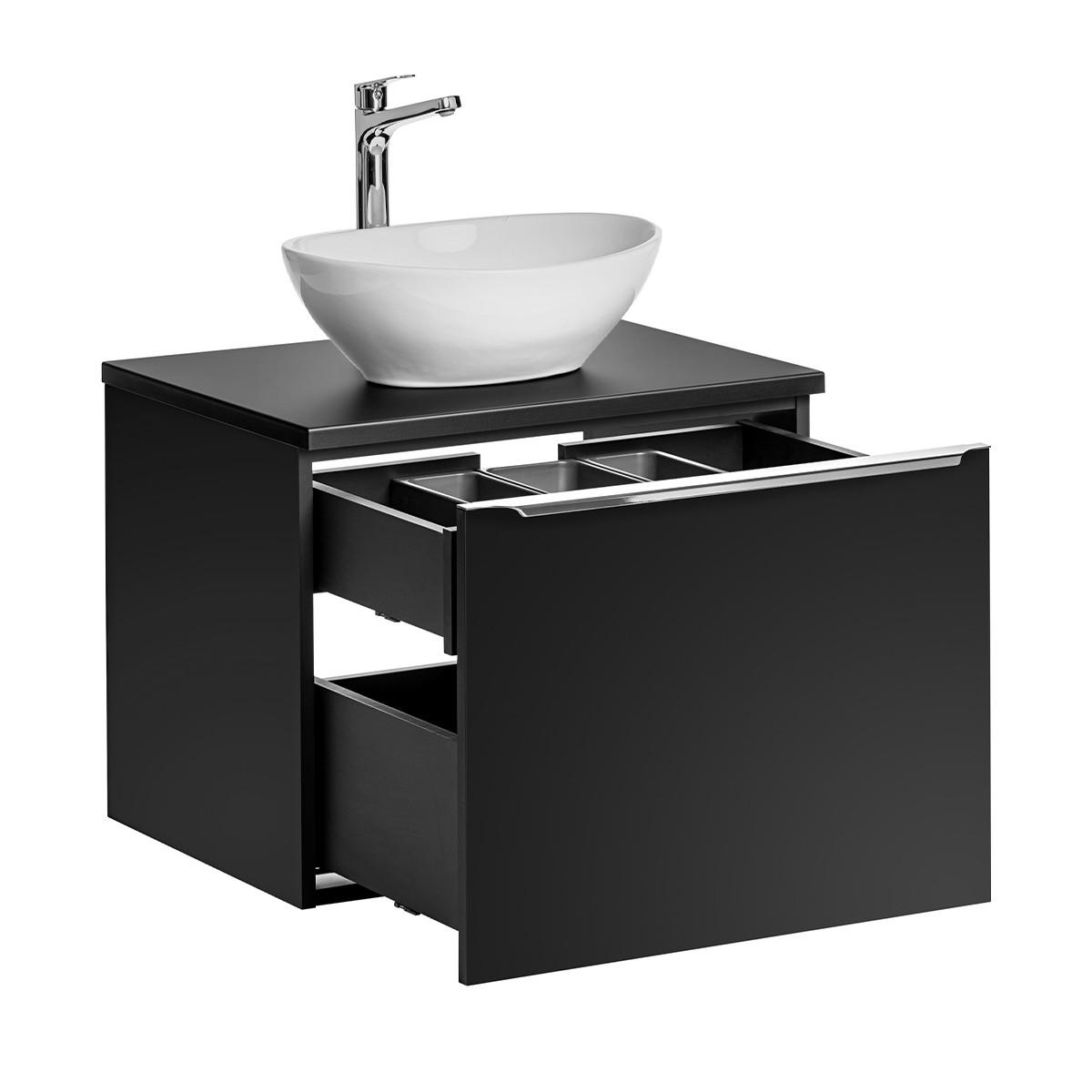 BADMÖBEL 60cm Éros 2er-Set Schwarz - Schwarz, Holzwerkstoff (60/48/46cm) - Petits-meubles