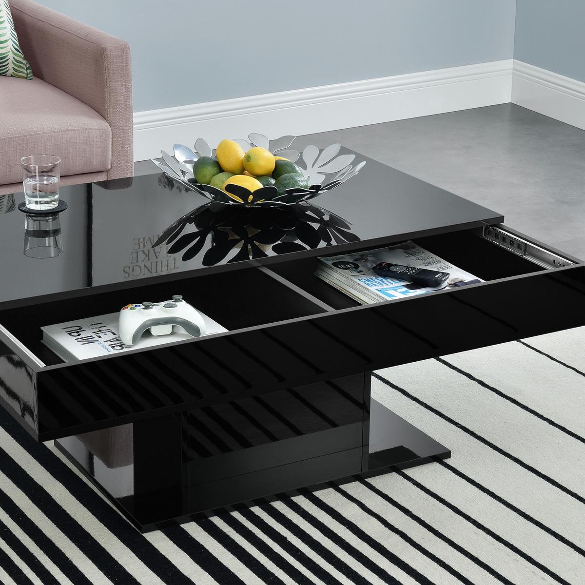 COUCHTISCH Lünen 110/60/40 - Schwarz Hochglanz, Holzwerkstoff (60/110/40cm) - [en.casa]