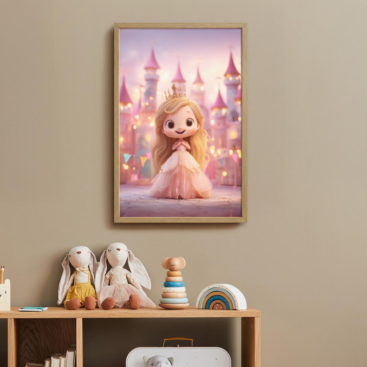 WANDLEUCHTE MIT AKKU Prinzessin - Rosa - Schloss 40x60 cm - Rosa, Holzwerkstoff (40/60/8cm) - OnlyWow