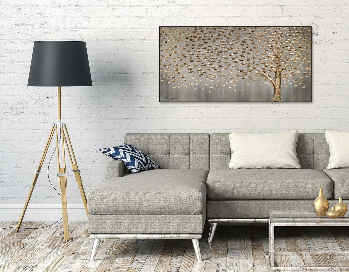 ACRYLBILD HANDGEMALT 120/60 cm - Grau, Holz/Textil (120/60cm) - KUNSTLOFT