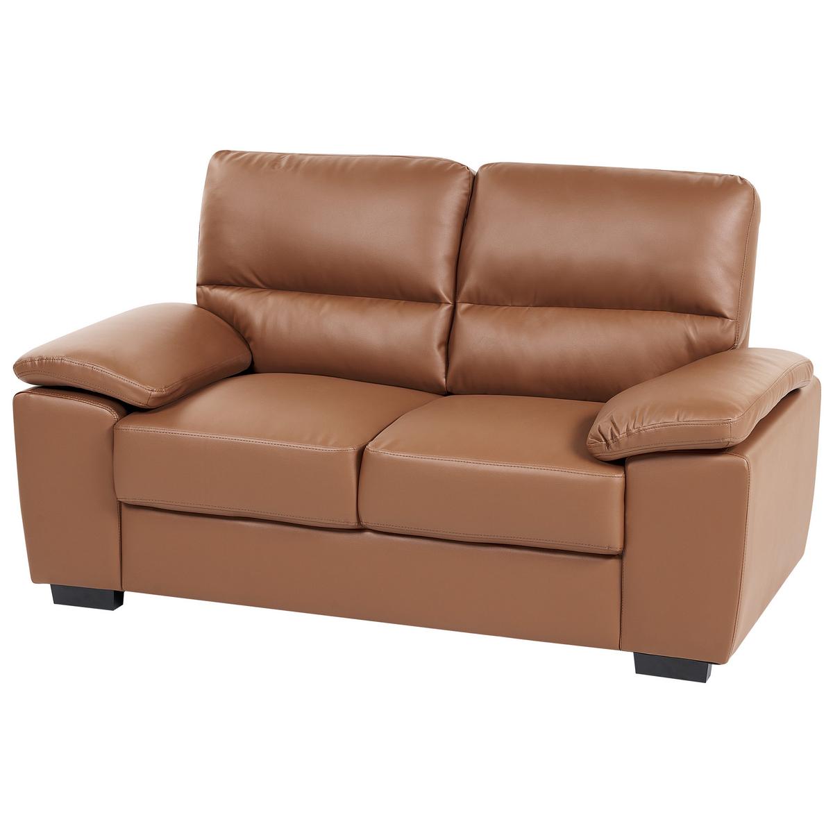 2-SITZER-SOFA Kunstleder Braun Vogar - Goldfarben, Kunststoff/Textil (156/90/74cm) - Beliani