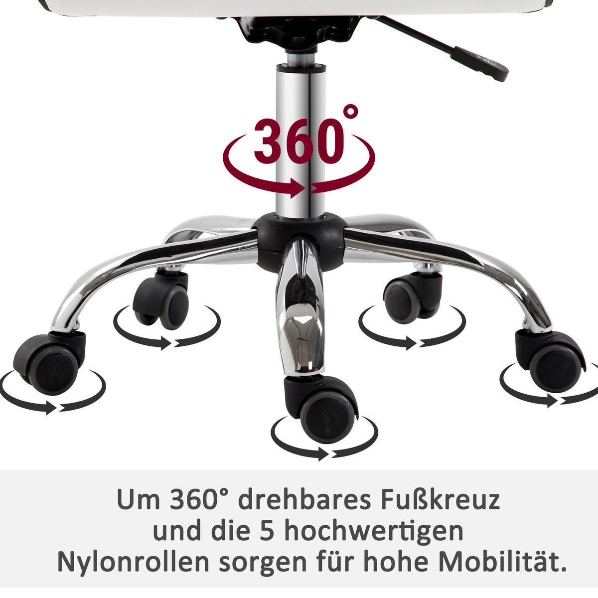 FRISEURSTUHL, Drehstuhl, Stahl PU, Weiß - Weiß, Metall (48/90/52cm) - HOMCOM