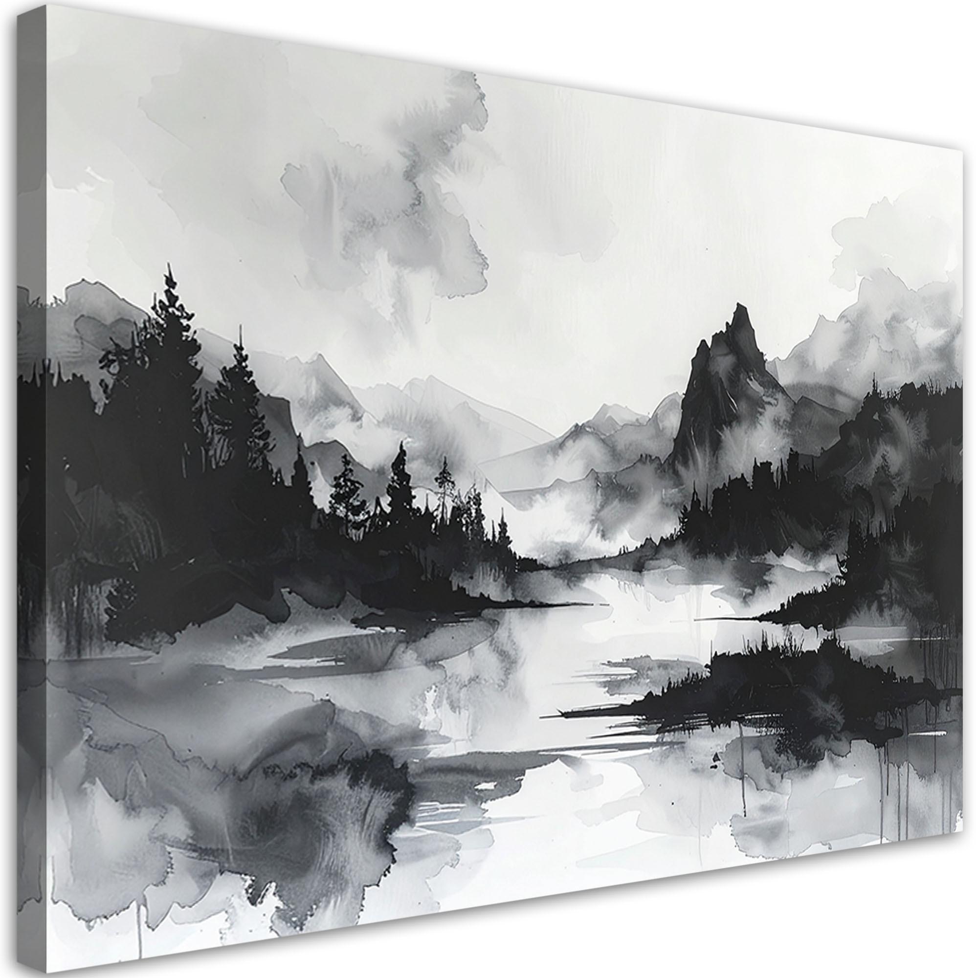 LEINWANDBILD Landschaften 120x80cm - Schwarz, Textil (120/80cm) - Feeby