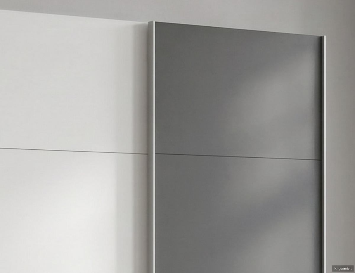 SCHWEBETÜRENSCHRANK 2-türig B135/H198/T65 cm, Kleiderschrank in Weiß, 1x Tür & sichtbare Schubkästen in Grafit / 22661 - Alufarben/Graphitfarben, Holz/Holzwerkstoff (135/198/65cm) - luma-home