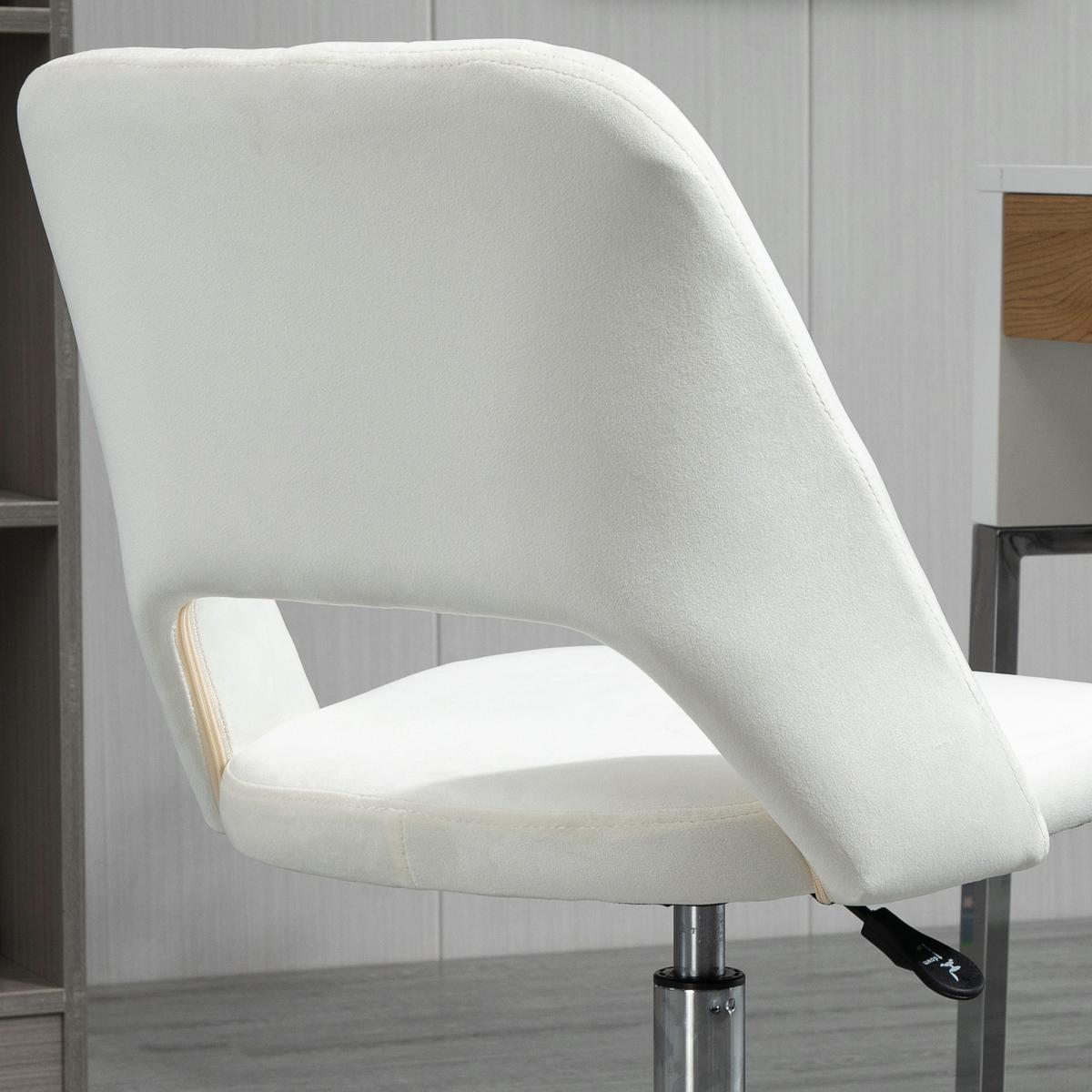 BÜROSTUHL Drehstuhl Jakobsmuschel-Form verstellbar Samtartiges Polyester - Chromfarben/Creme, Textil/Metall (60/91/49cm) - Vinsetto