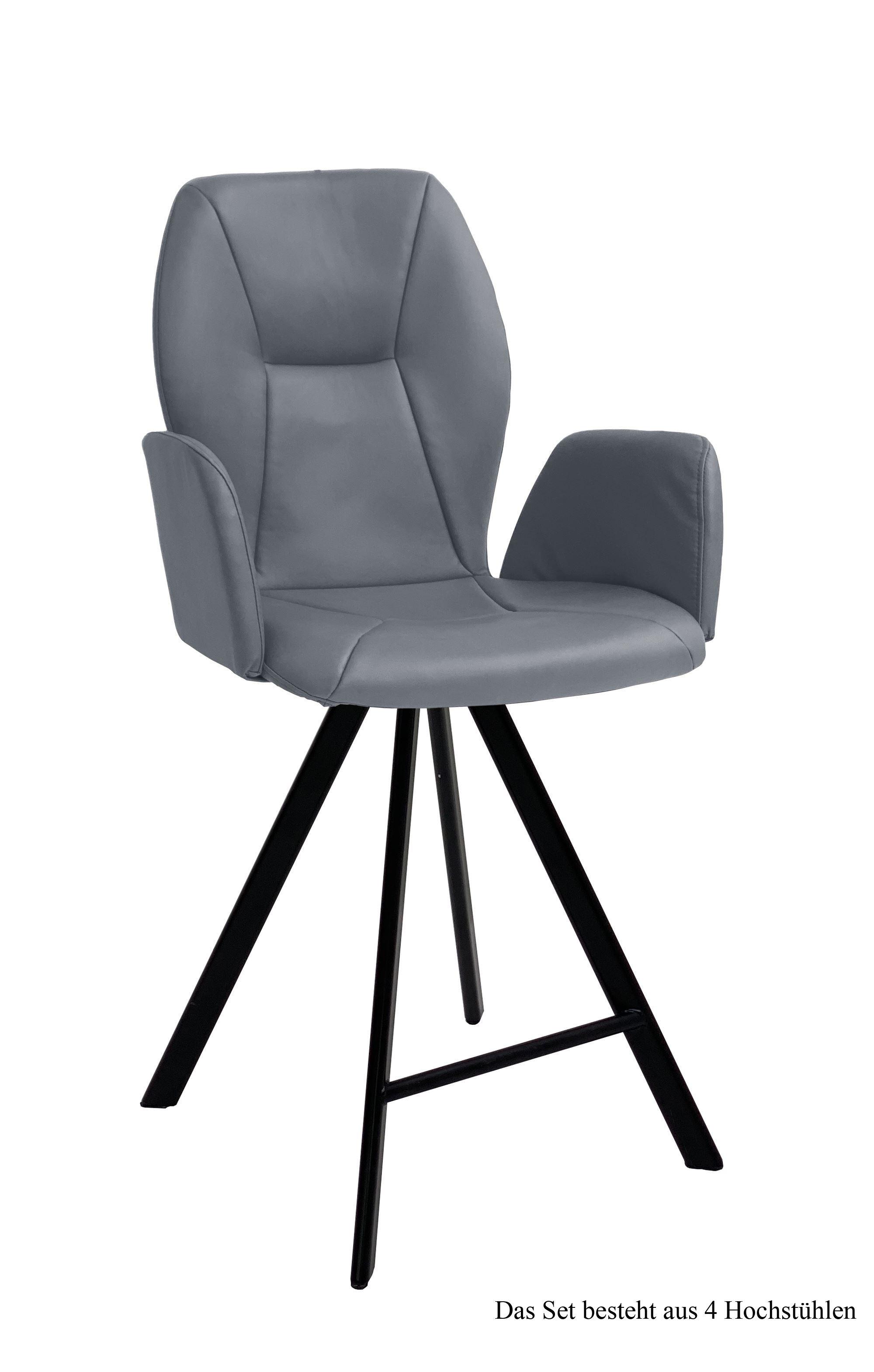 THEKENSTUHL (4er-Set) Deretka 58x109x60 Schwarz/Grau - Schwarz/Grau, Kunststoff (60/109/58cm) - 58aufmkessel
