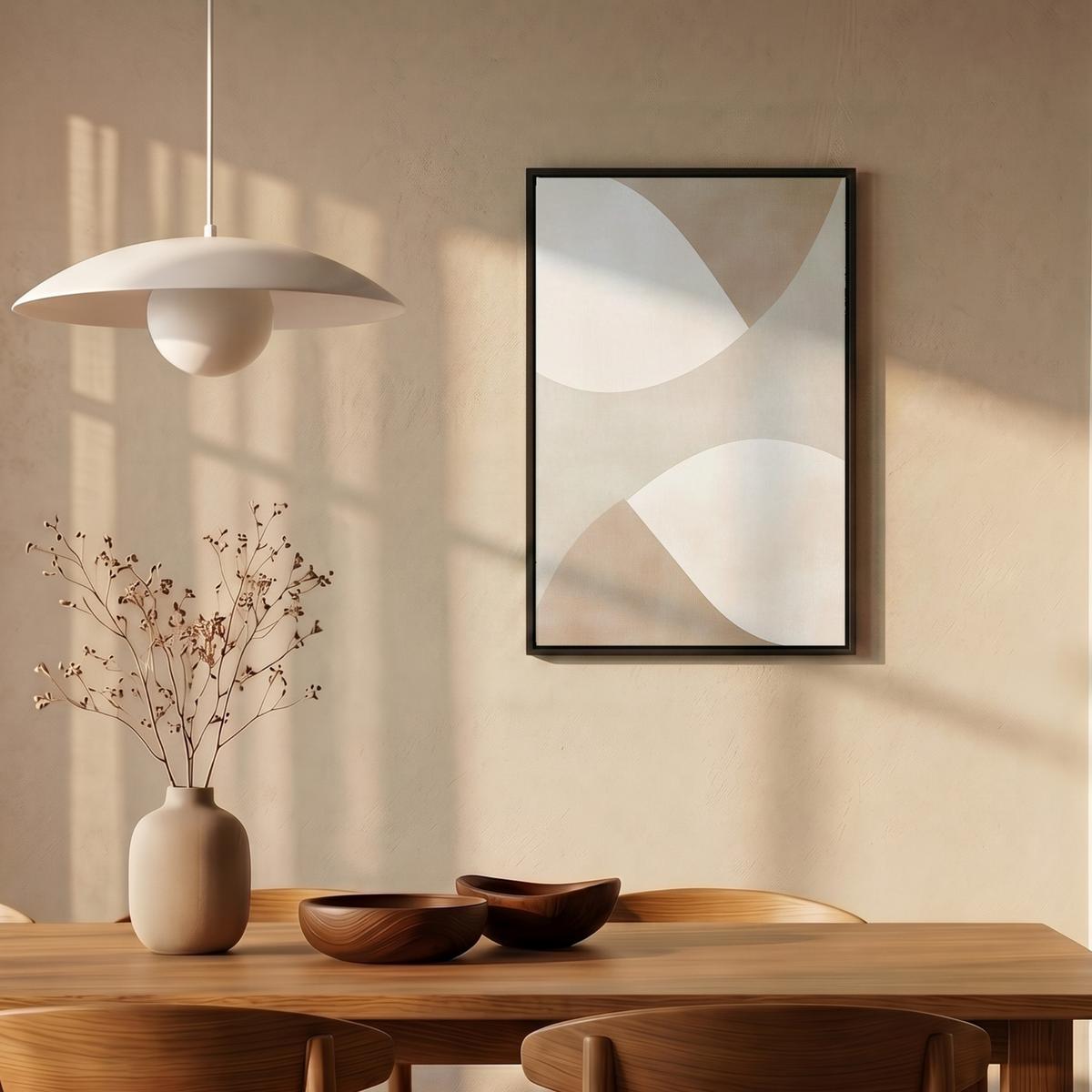 LEINWAND Bilder mit Rahmen - Braun - Japandi - Abstrakt - 40x60 - Sandfarben, Textil (40/60cm) - MuchoWow