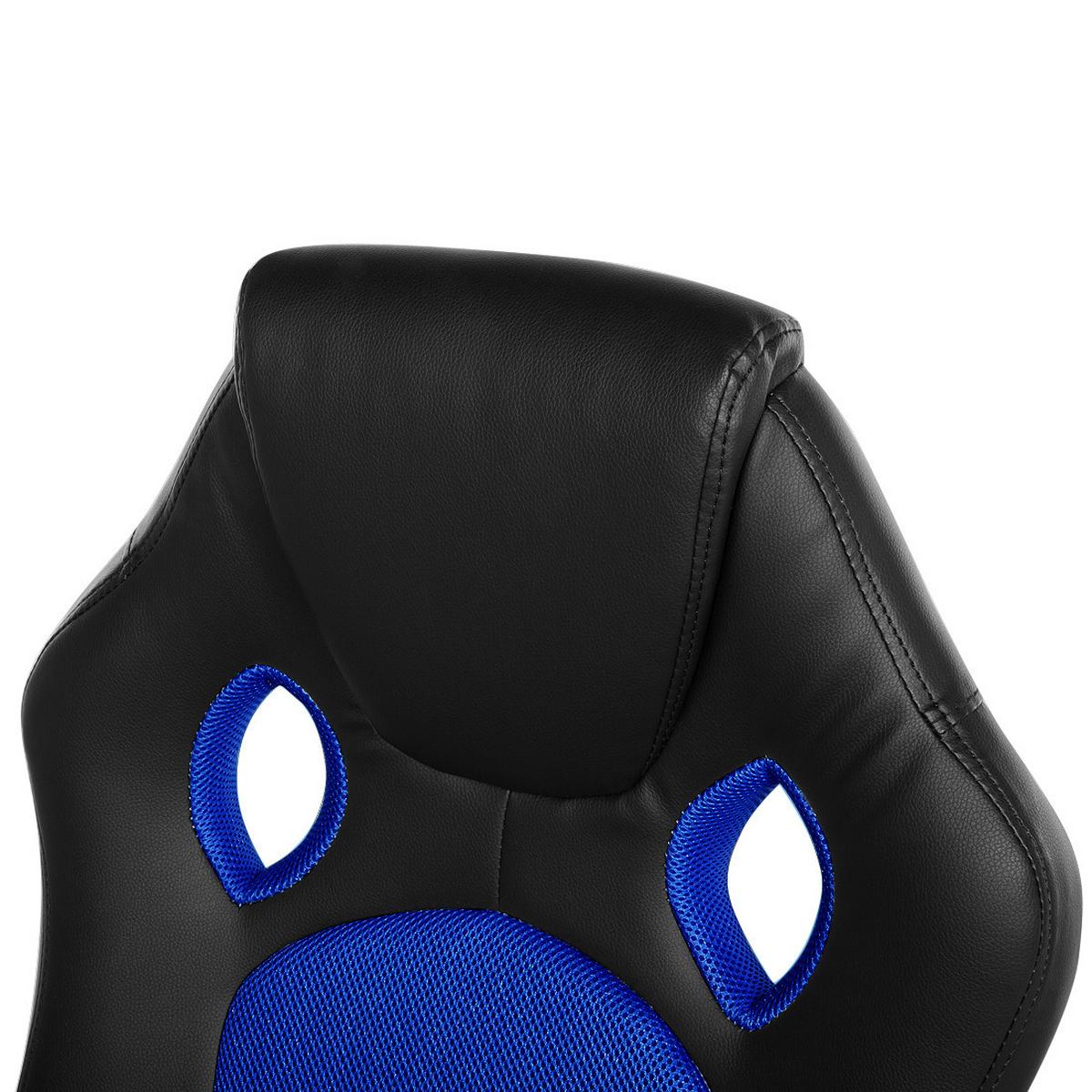 BÜROSTUHL Kunstleder Schwarz/Marineblau Fighter - Schwarz, Kunststoff/Textil (65/108/65cm) - Beliani