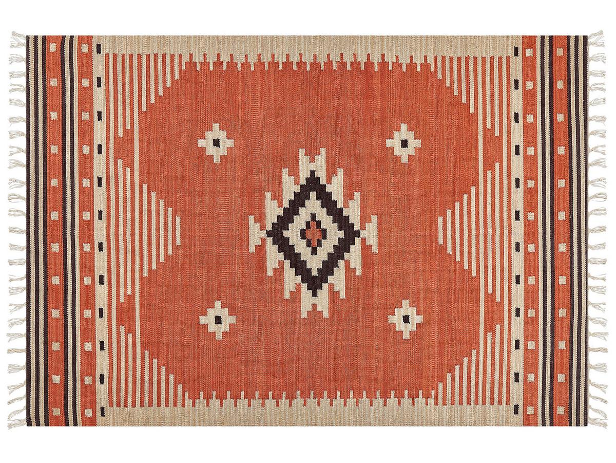 KELIM-TEPPICH Gavar 230/160 cm - Orange, Textil (160/230cm) - Beliani