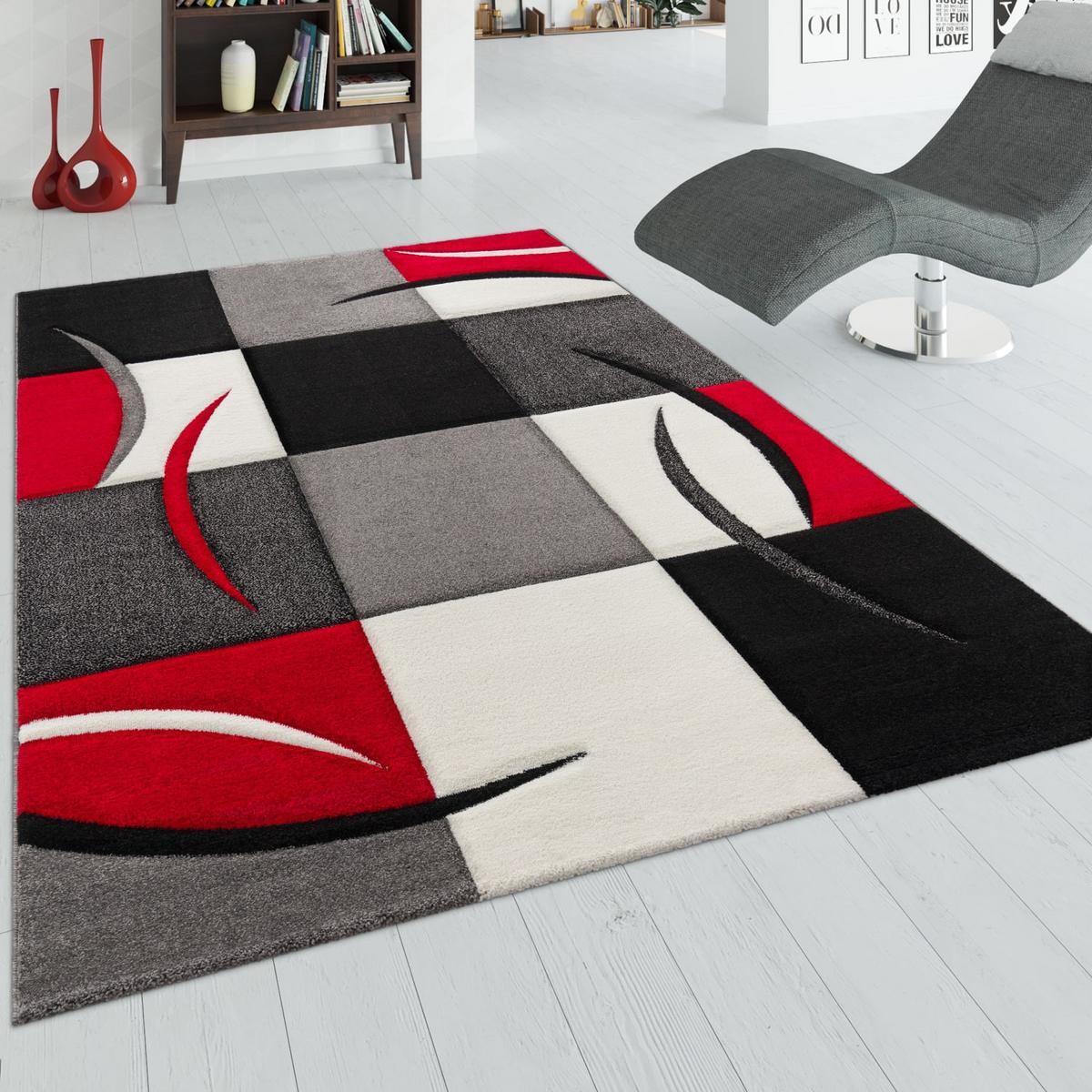 KURZFLORTEPPICH, kariert, Florhöhe 12 mm, Rot, 120 x 170 cm - Rot, Textil (170/120cm) - KADIMA DESIGN