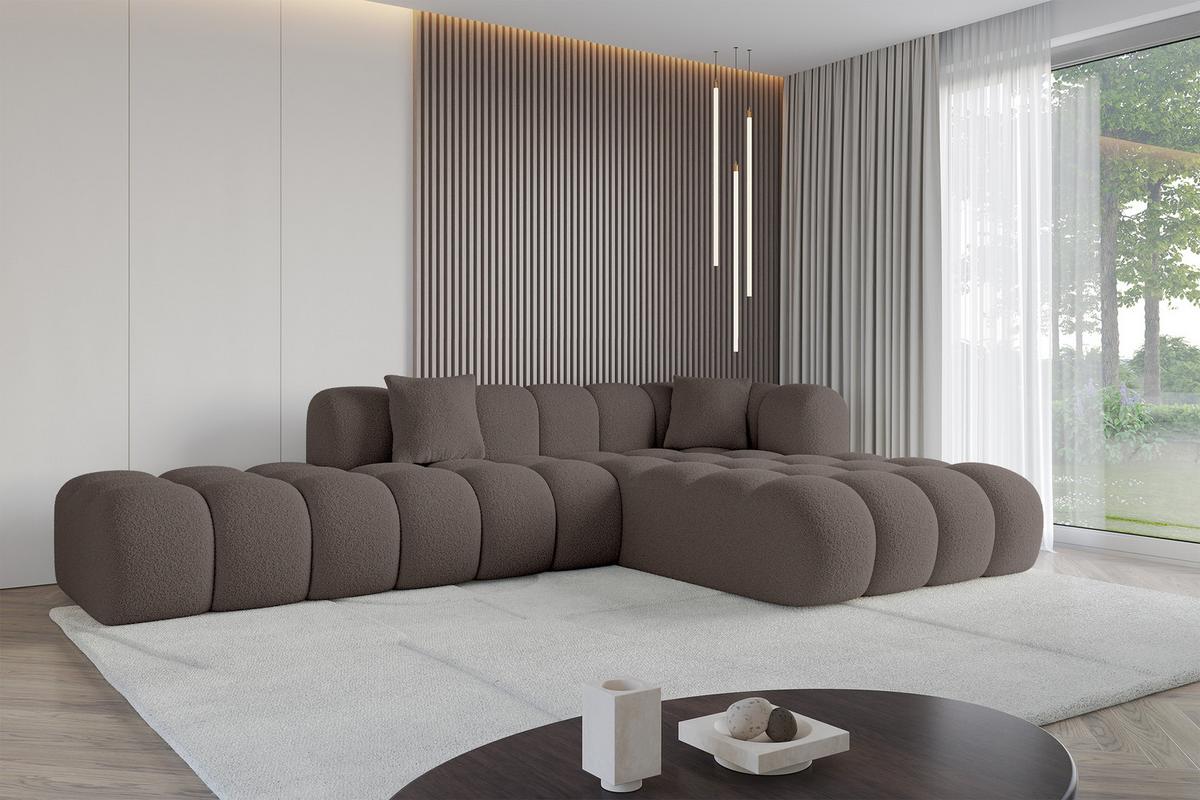 ECKSOFA Ottomane Rechts OLEA-L2 - 289x176x71 cm Braun - Dunkelbraun/Schwarz, Holzwerkstoff/Kunststoff (289/176cm)