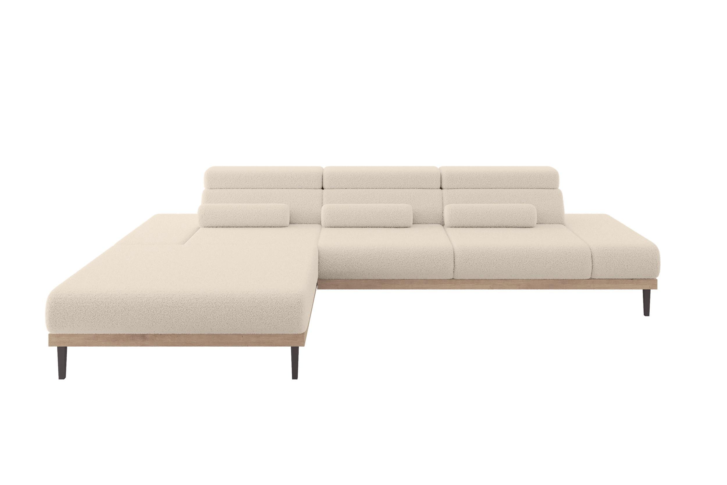 ELEKTRISCHES ECKSOFA Links MONA 316x205x85 Dunkelbeige Bouclé - Cappuccino, Holzwerkstoff/Textil (316/205cm) - ALTDECOR