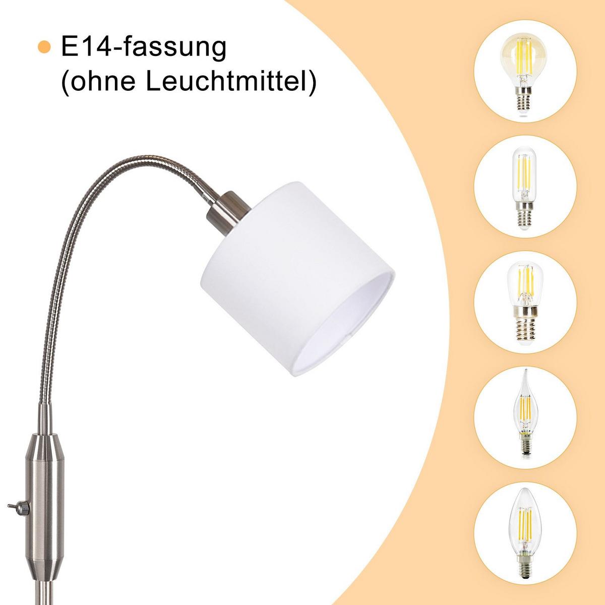 STEHLAMPE Seraphina 12/12/163 cm - Silberfarben, Textil/Metall (12/12/163cm) - ZMH