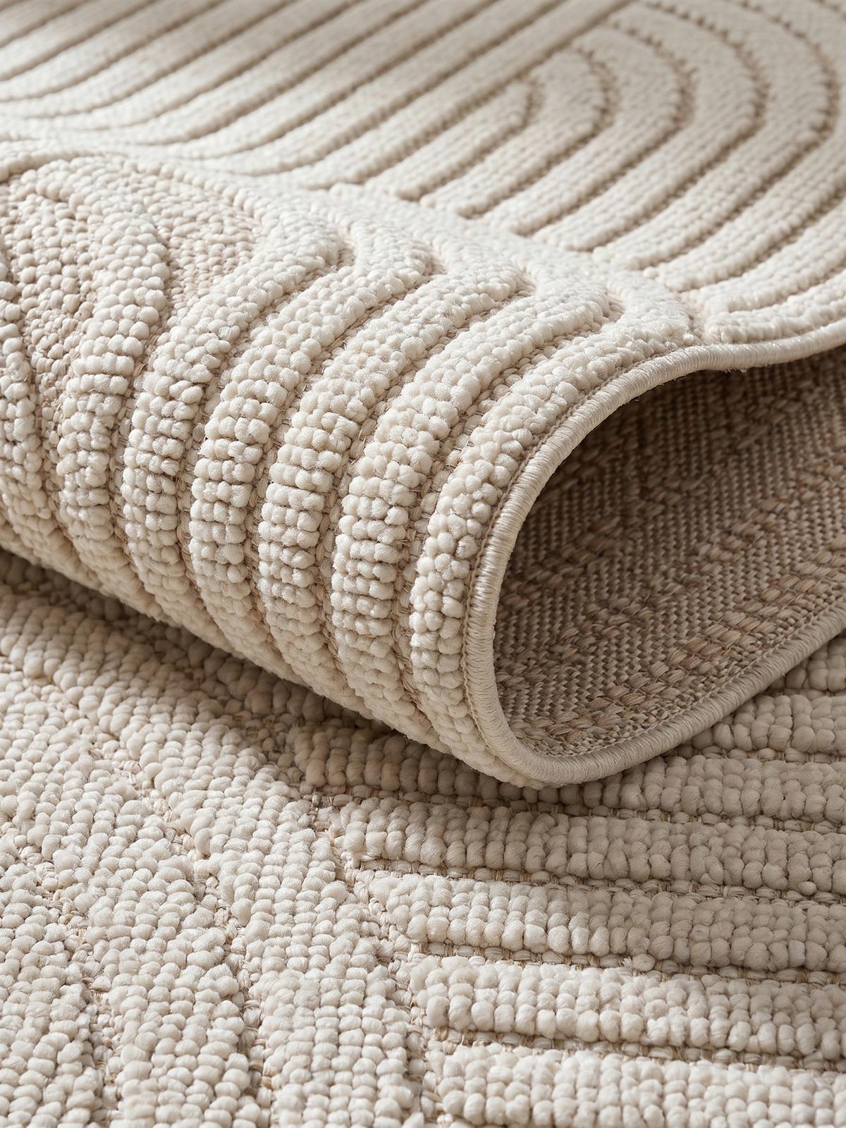TEPPICH Flachgewebe LANGAU in Creme, mit geometrischen Bögen, 200 x 290 cm - Beige, Textil (290/200cm) - KADIMA DESIGN