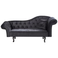 CHAISELONGUE-RECHTSSEITIGE Samtstoff Schwarz mit Kissen Lattes Ii - Schwarz/Braun, Textil (192/81/59cm) - Beliani