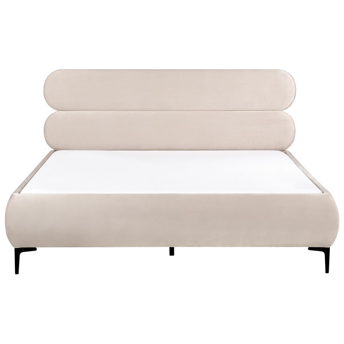 BETT mit Lattenrost 180/200 cm Hellbeige Lessay - Beige/Schwarz, Textil (180/200cm) - Beliani