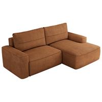 ECKSOFA BELLUNO L Orange Strukture - Rechts - Schwarz/Orange, Textil (233/144cm) - MKS